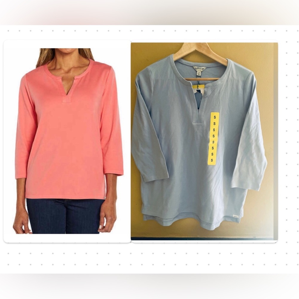 2 pack of Orvis Ladies' ¾ Sleeve Split Neck Top